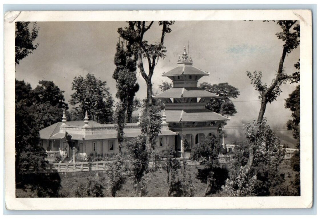 1942 Pashupatinath Temple View Darjeeling India RPPC Photo Posted Postcard