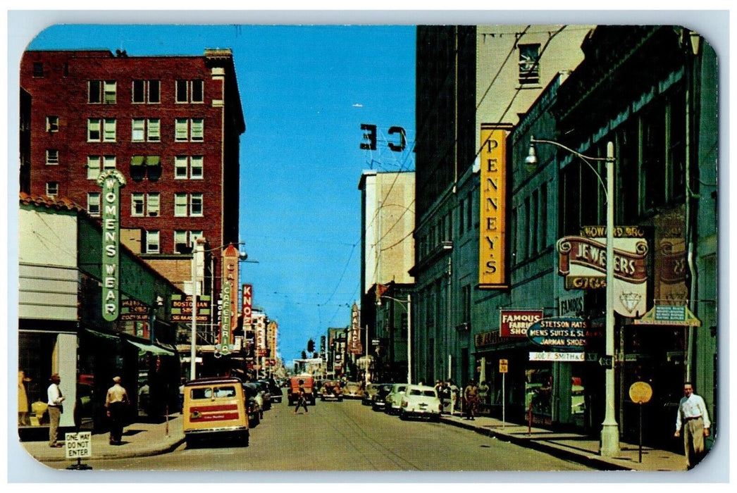 c1960 Looking East Business Exterior De Siard Street Monroe Louisiana Postcard