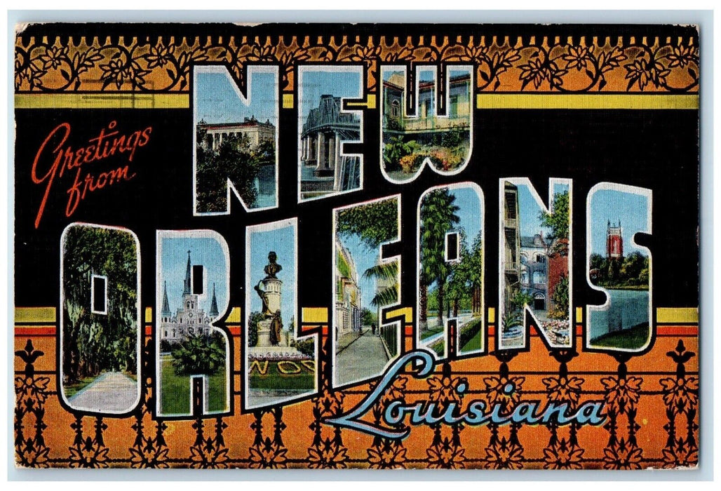 1951 Greetings Large Letters Multiview Exterior New Orleans Louisiana Postcard