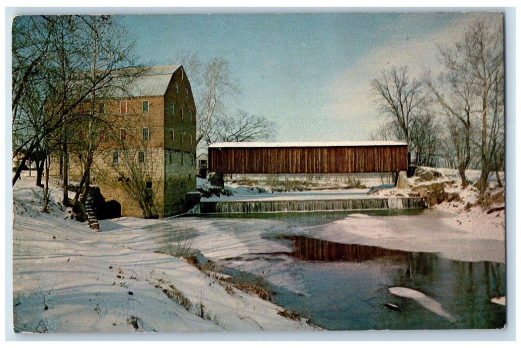 1970 Old Mill Covered Bridge Ozarks Burfordville Girardeau Missouri MO Postcard