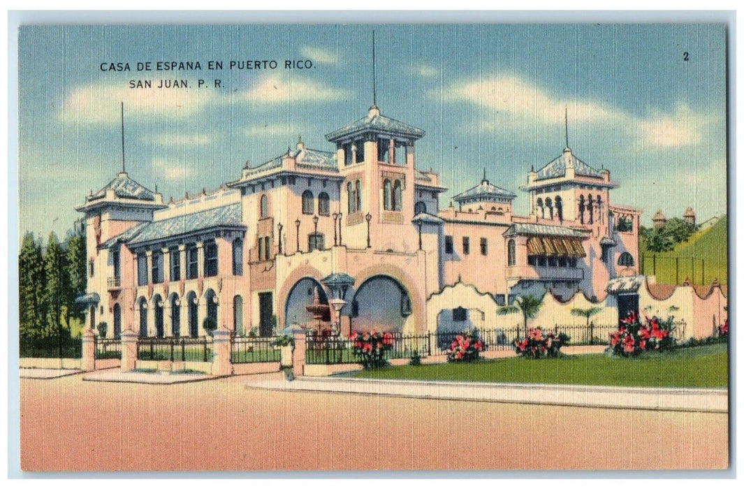 c1940 Casa De Espana En Puerto Rico Spanish Club Exterior San Juan PR Postcard