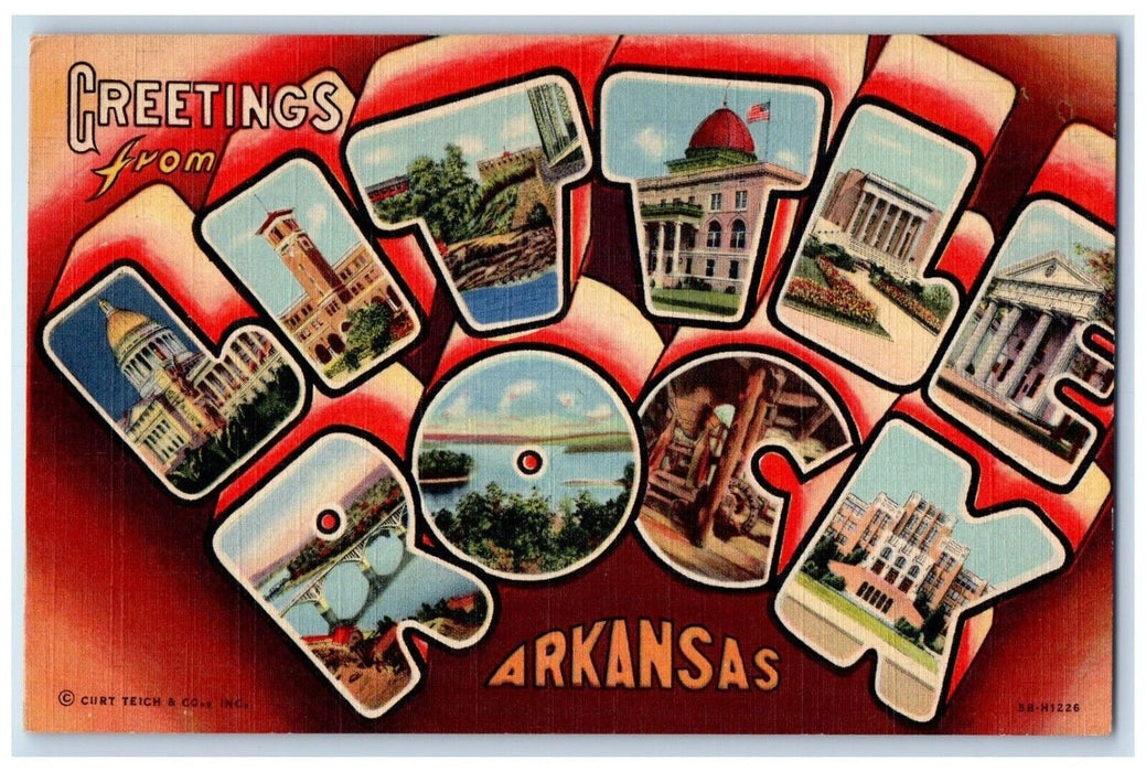 Greetings From Little Rock Arkansas AR, Large Letters Unposted Vintage Postcard