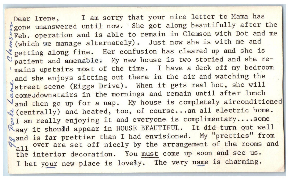 1970 New House February Operation Letter from Jacksonville Florida FL Postcard