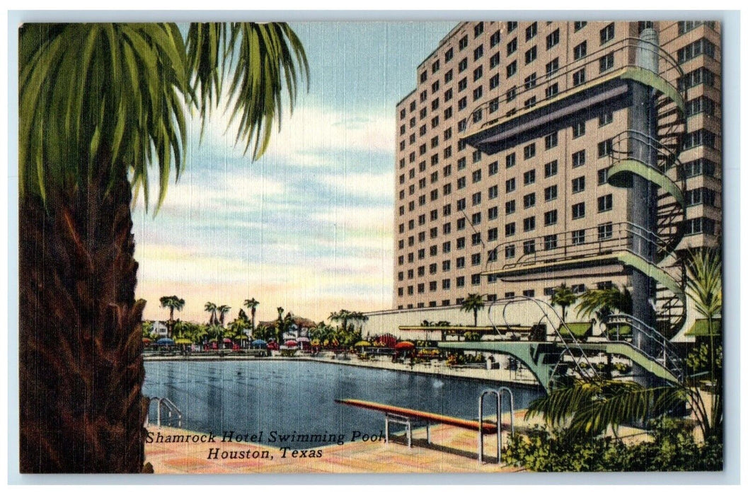 c1940's Shamrock Hotel Swimming Pool Houston Texas TX Vintage Postcard