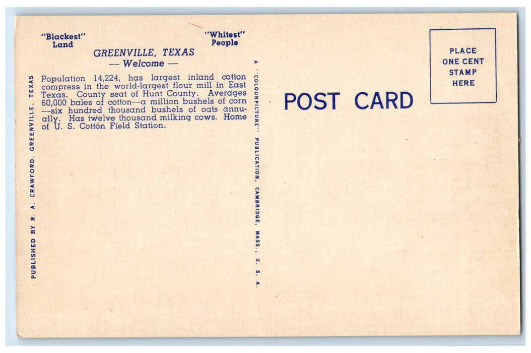 c1940's Senior High School and Confederate Monument Greenville Texas TX Postcard