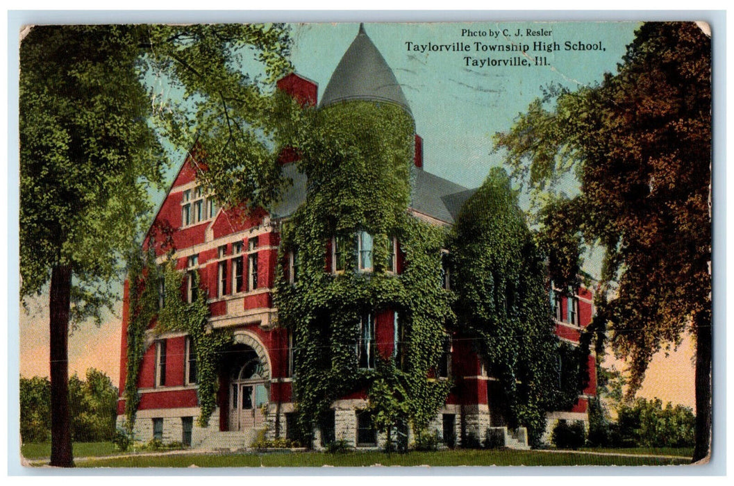 1915 Taylorville Township High School Taylorville Illinois IL Postcard