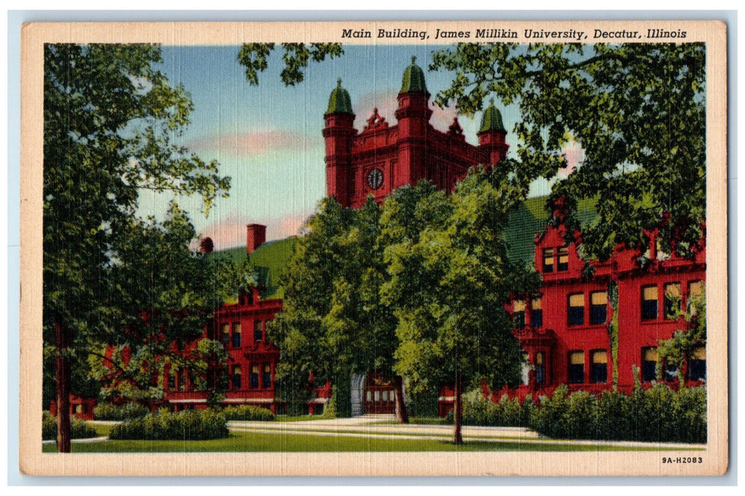 c1940's Main Building James Millikin University Decatur Illinois IL Postcard