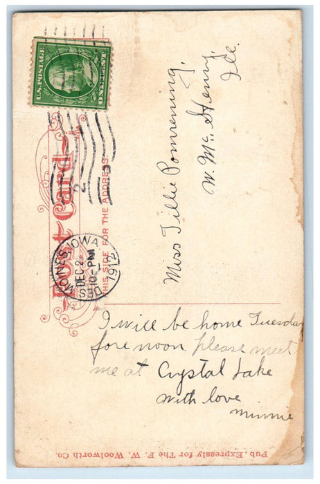 1912 View of Aviary Union Park Des Moines Iowa IA Posted Antique Postcard