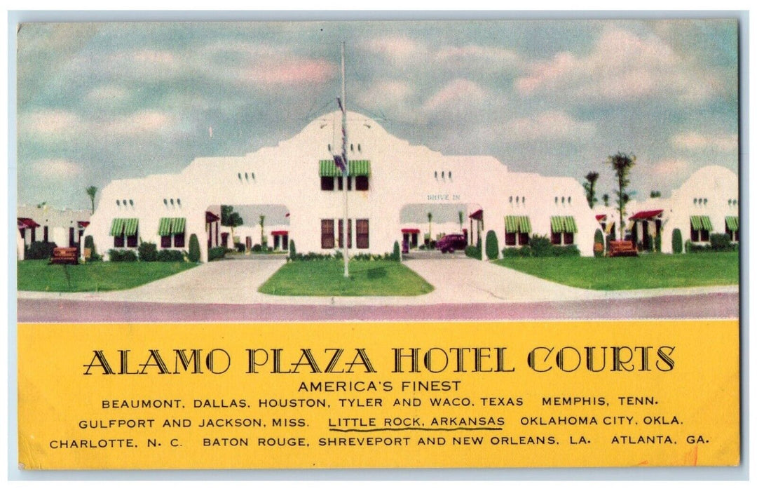 c1950's Alamo Plaza Hotel Courts Roadside Little Rock Arkansas AR Postcard