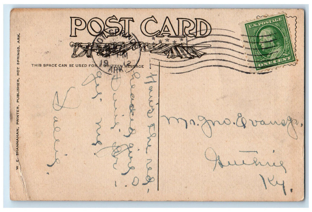 1912 The Rockafellow Hotel and Bath House Hot Springs Arkansas AR Postcard