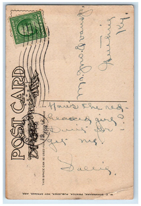 1912 The Rockafellow Hotel and Bath House Hot Springs Arkansas AR Postcard