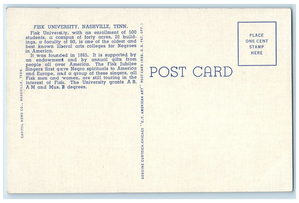 New Library Fisk University Building Campus Nashville Tennessee TN Postcard