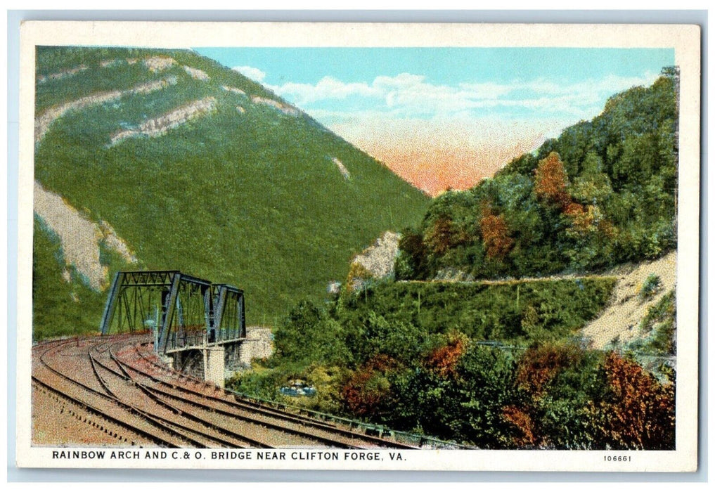 c1930's Rainbow Arch And  C&O Bridge Near Clifton Forge Virginia VA Postcard