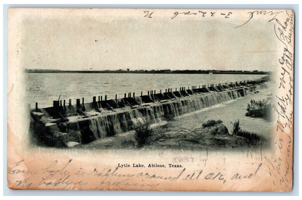 1906 View of Lytle Lake Abilene Texas TX Palestine TX Antique Posted Postcard