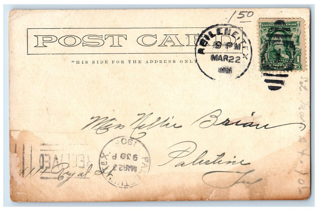 1906 View of Lytle Lake Abilene Texas TX Palestine TX Antique Posted Postcard