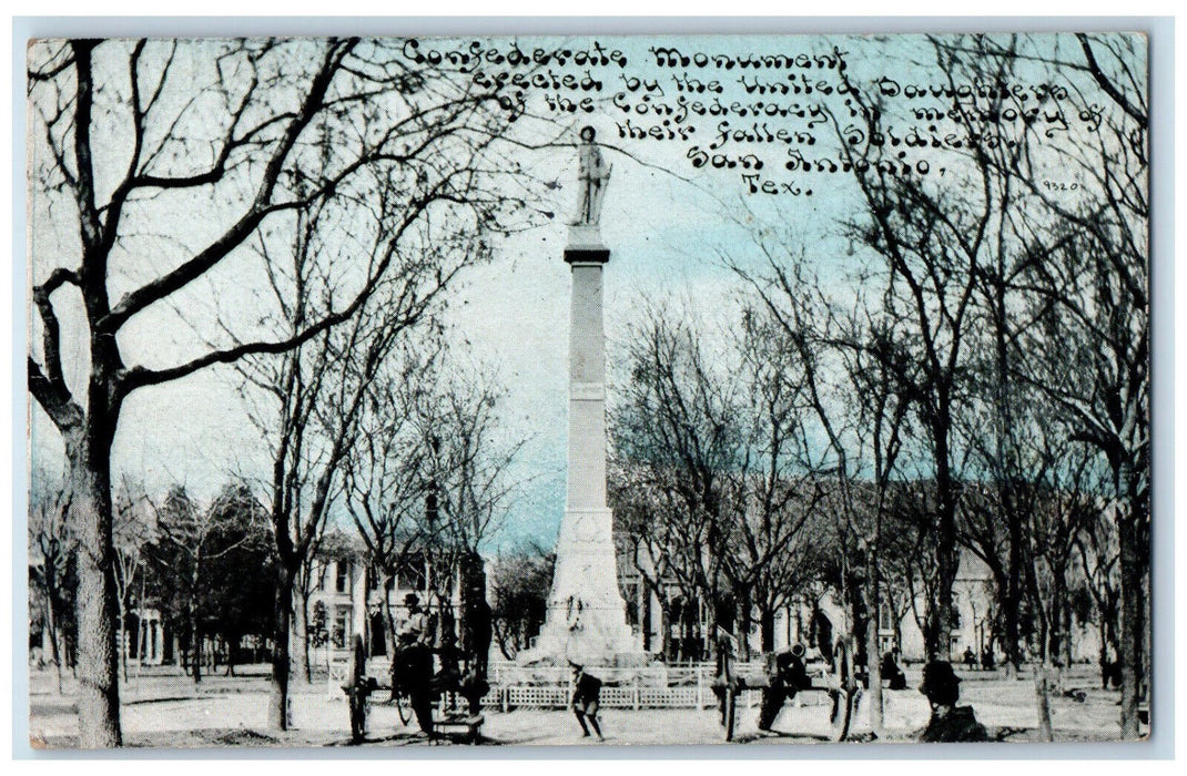 1910 Soldiers Confederate Monument San Antonio Texas TX Antique Postcard