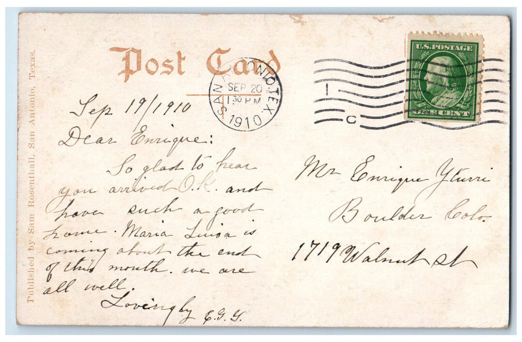 1910 Soldiers Confederate Monument San Antonio Texas TX Antique Postcard