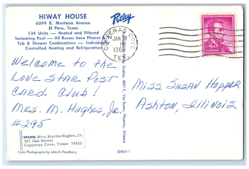 1965 Hiway House E. Montana Avenue El Paso Texas TX Vintage Posted Postcard
