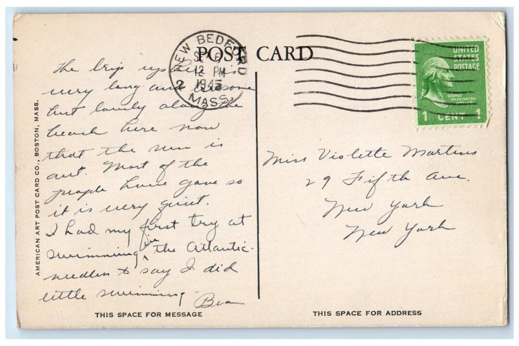 1945 The Casino Siasconset Nantucket Massachusetts MA Vintage Posted Postcard