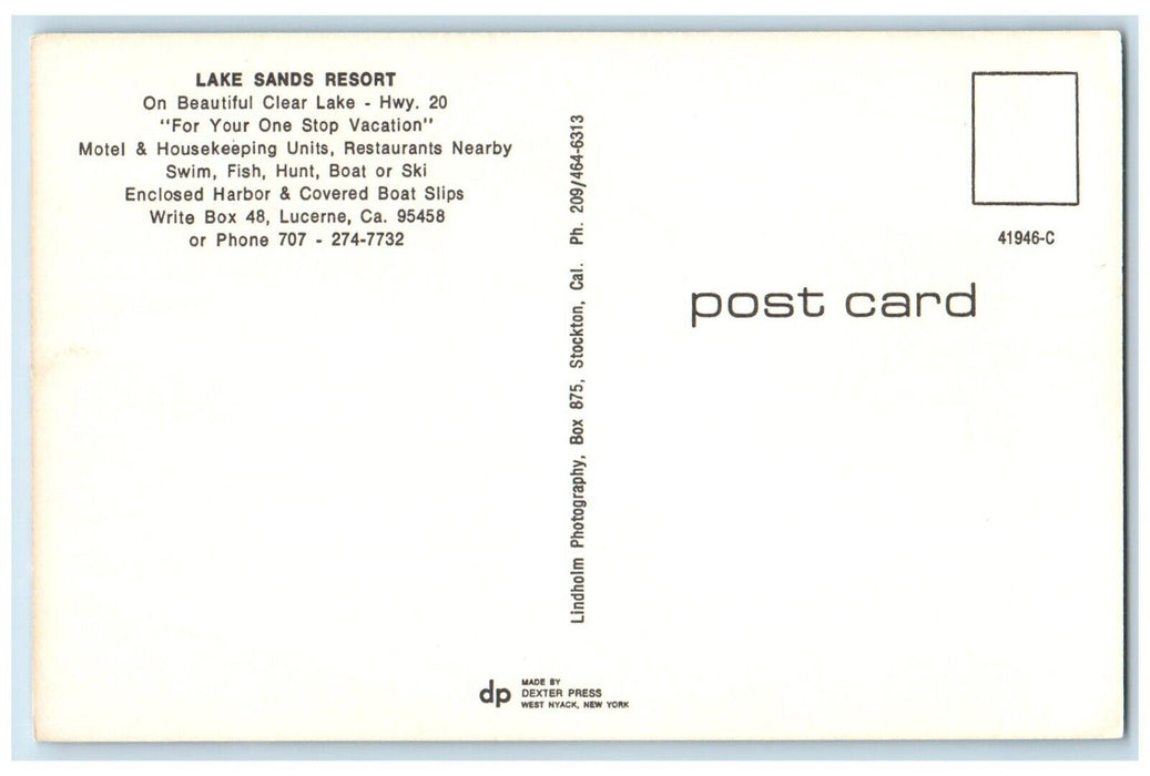 c1960's Lake Sands Resort Clear Lake Highway Lucerne California CA Postcard