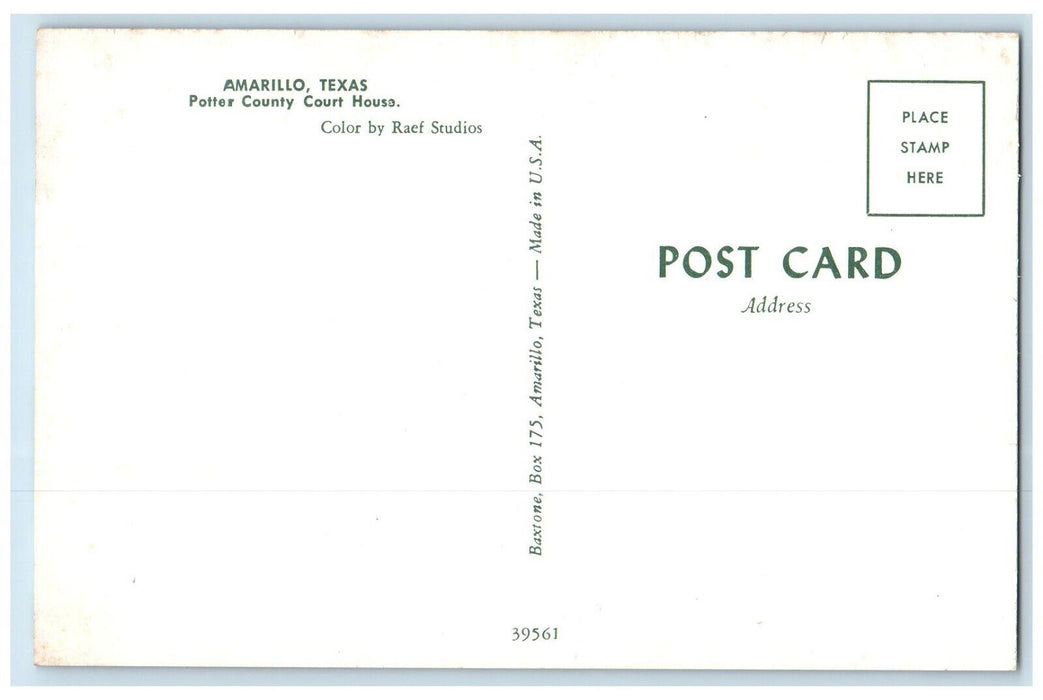 1960 Exterior View Potter County Court House Building Amarillo Texas TX Postcard
