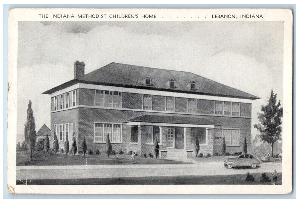 c1940 Indiana Methodist Children's Home Exterior Road Lebanon Indiana Postcard
