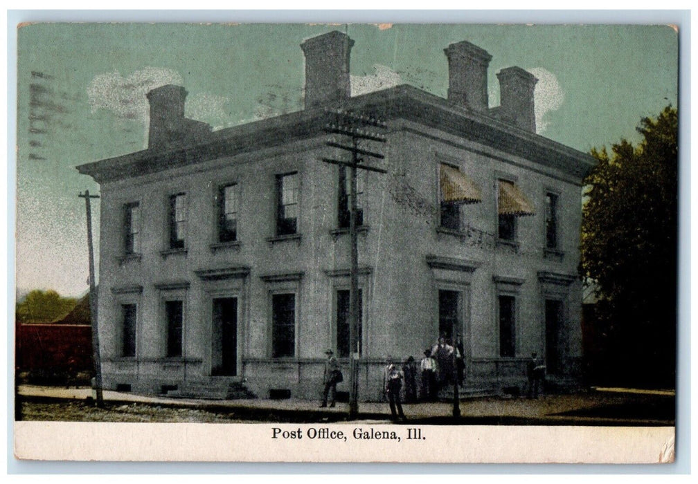 1912 Post Office Building View Galena Illinois IL Antique Posted Postcard