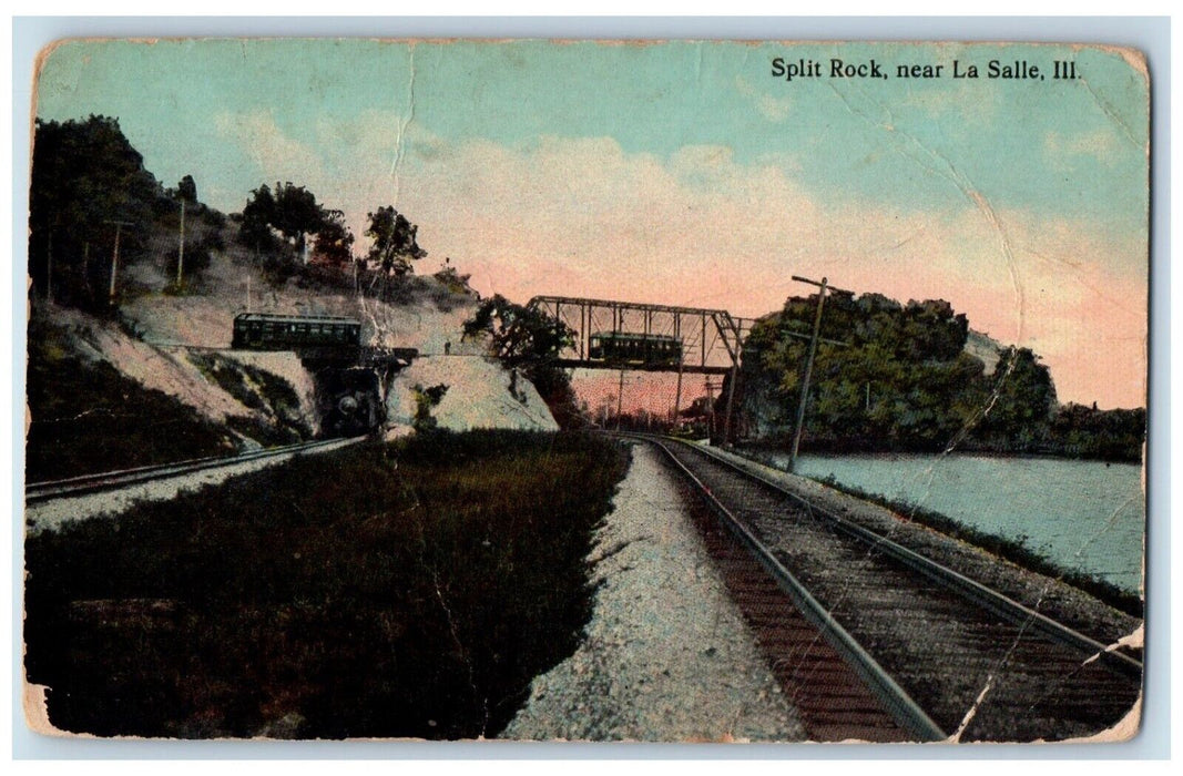 c1910 Trolley Car Split Rock Near La Salle Illinois IL Antique Postcard