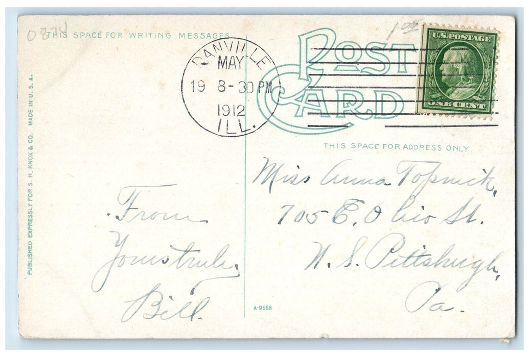 1912 Big Four Concrete Bridge Danville Illinois IL Antique Posted Postcard