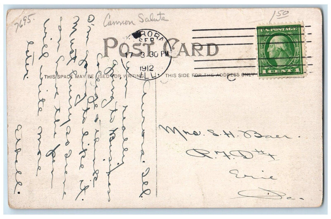 1912 New Fox Street Bridge View Aurora Illinois IL Antique Posted Postcard