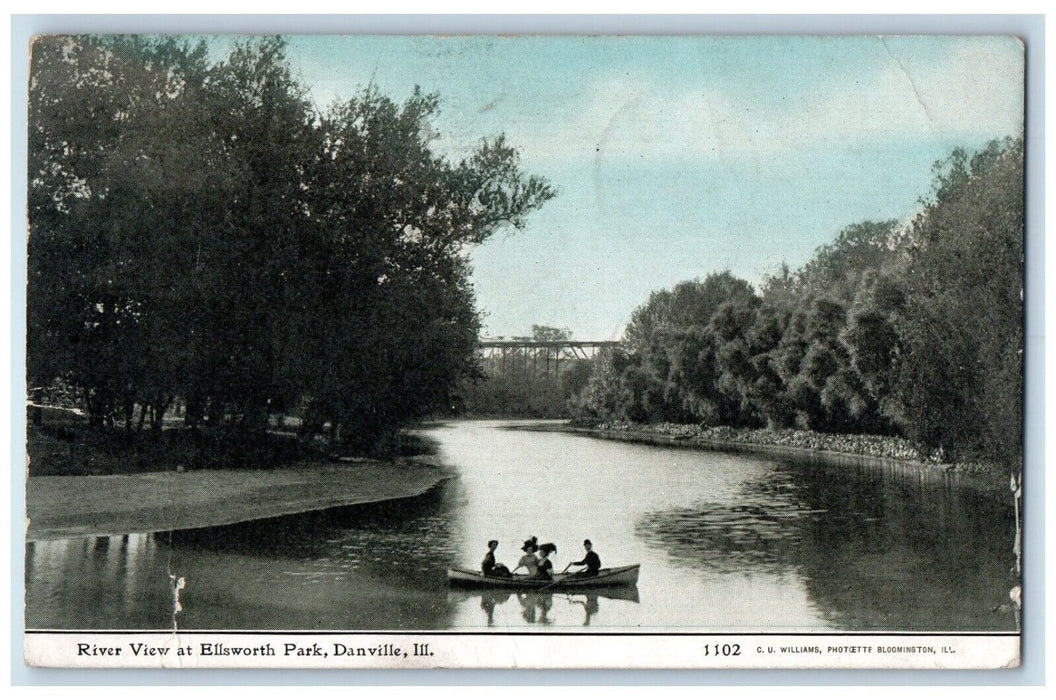 1908 River View at Ellsworth Park Danville Illinois IL Antique Posted Postcard
