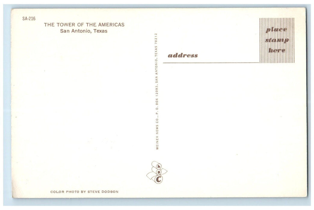 c1960 Night Scene Tower Americas San Antonio Texas TX Vintage Antique Postcard