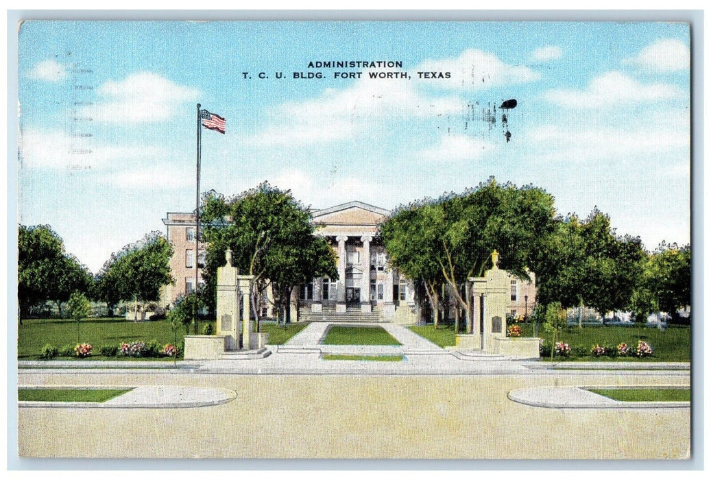 1952 Exterior View Administration TCU Building Fort Worth Texas Antique Postcard