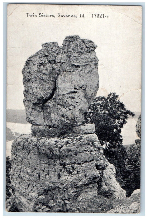 c1910 Twin Sisters Rock View Savanna Illinois IL Unposted Antique Postcard