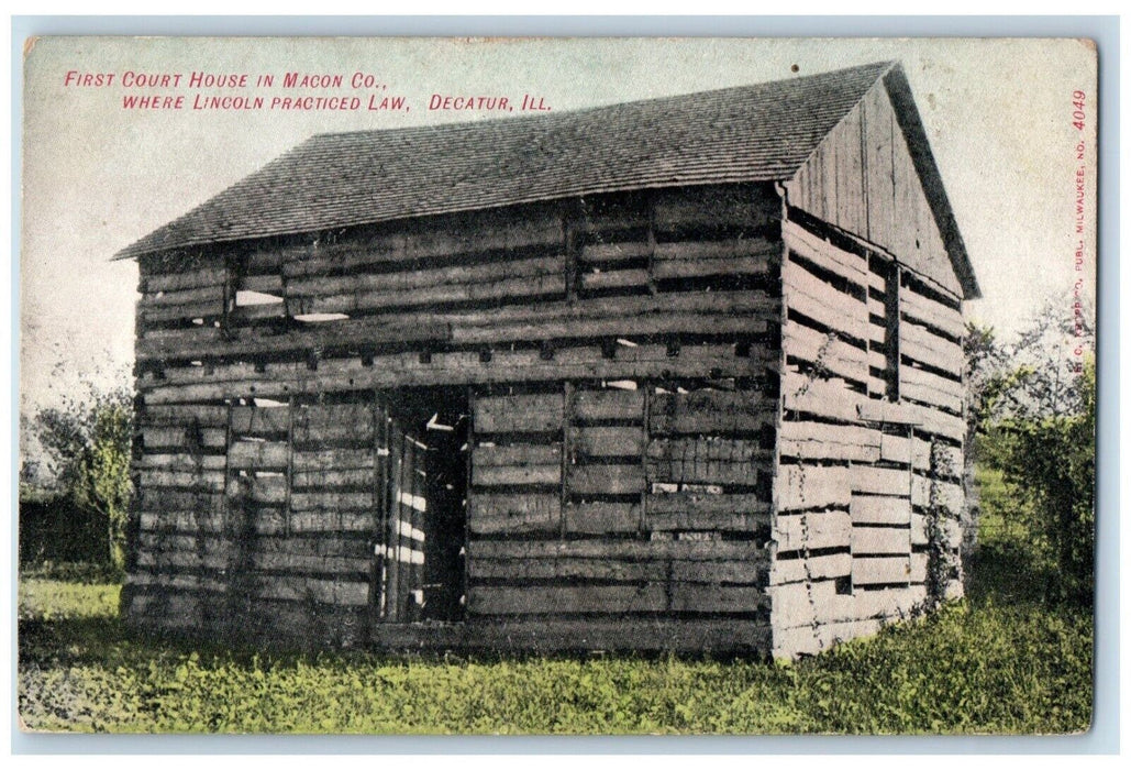 1907 First Court House in Macon Co. Decatur Illinois IL Posted Postcard