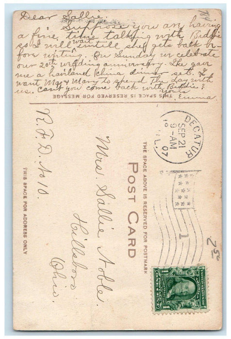 1907 First Court House in Macon Co. Decatur Illinois IL Posted Postcard