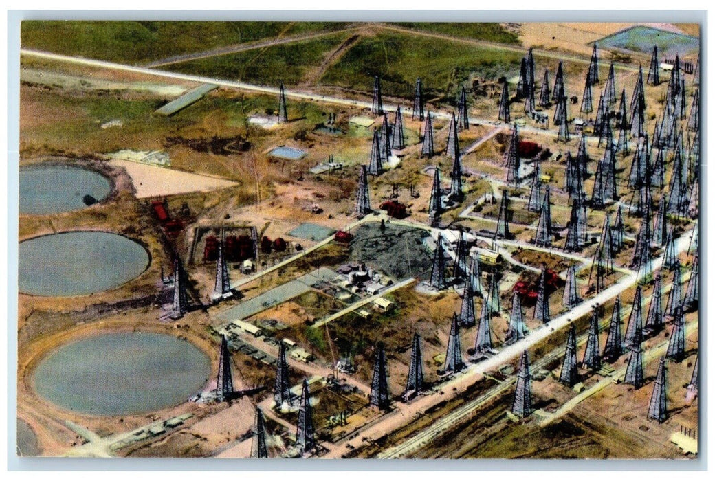1940 Aerial View Oil Field Spindletop Beaumont Texas TX Antique Vintage Postcard