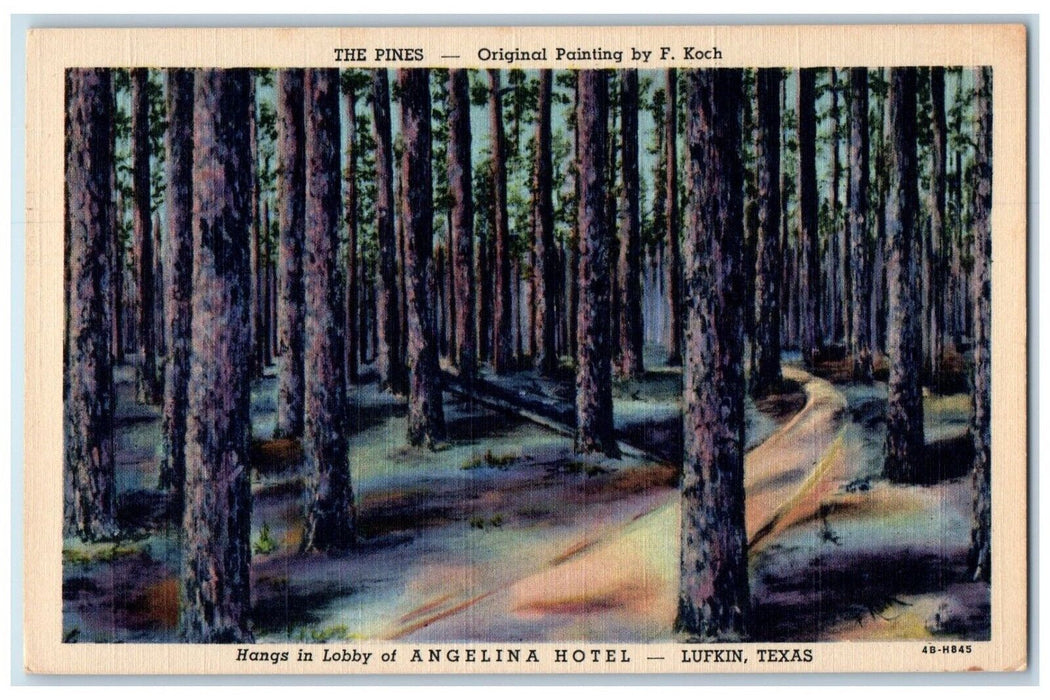 c1940 Hangs Lobby Angelina Hotel Lufkin Texas Unposted Vintage Antique Postcard