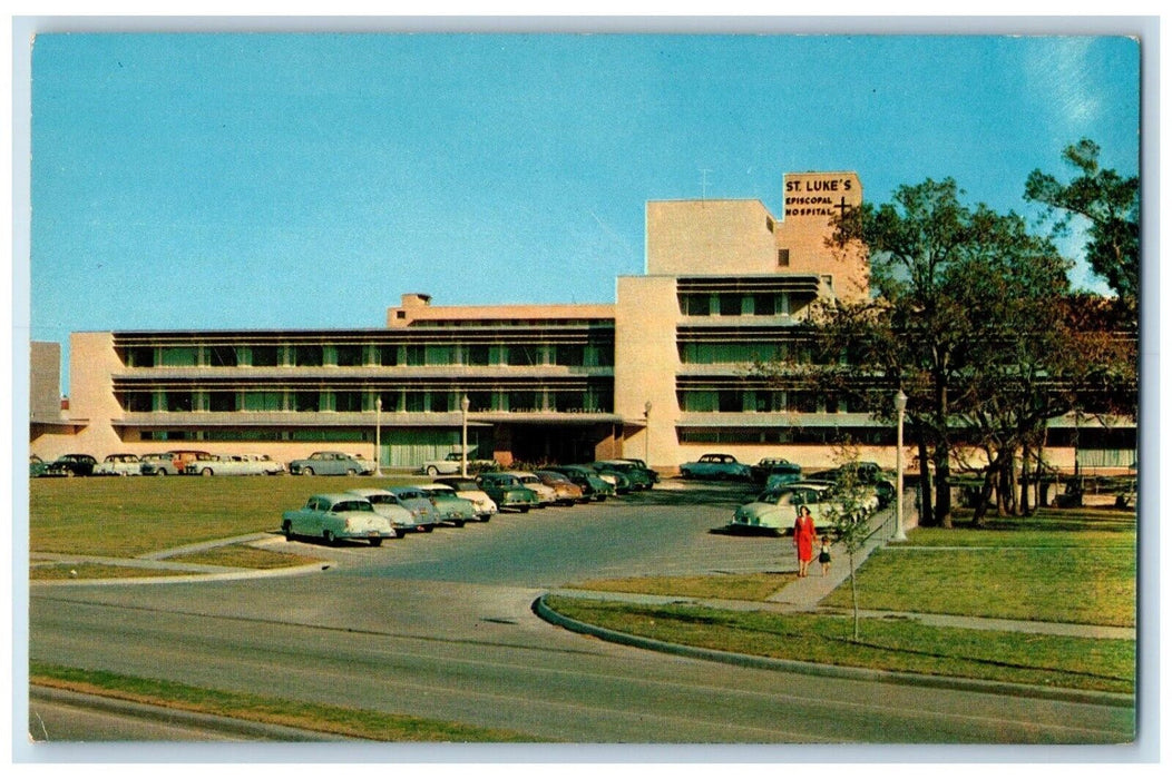 c1960 Texas Children Hospital St Luke Background Houston Texas Antique Postcard