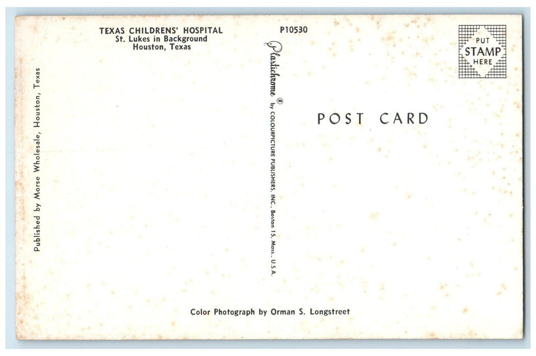 c1960 Texas Children Hospital St Luke Background Houston Texas Antique Postcard