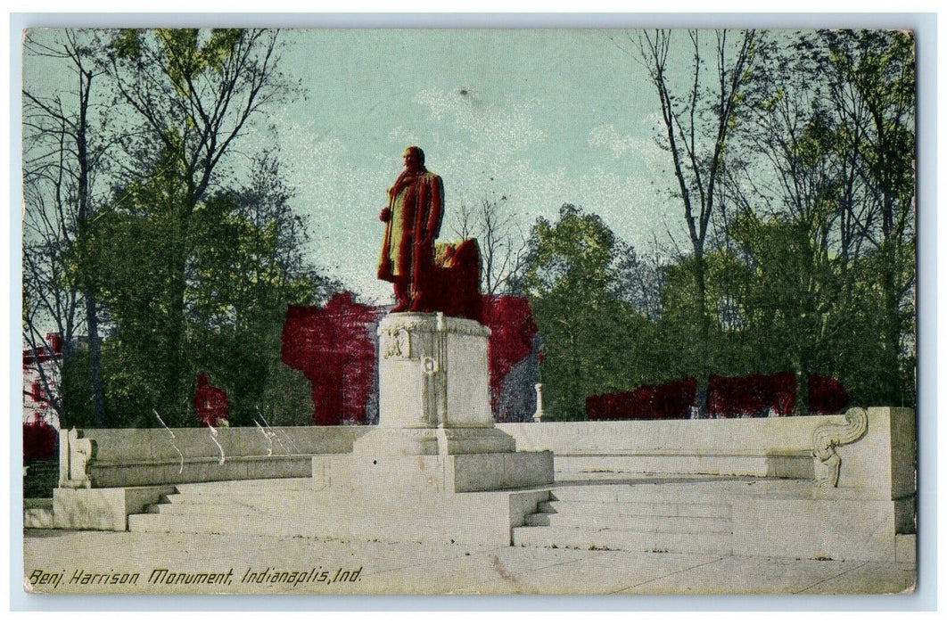 1915 Benjamin Harrison Monument Indianapolis Indiana IN Vintage Antique Postcard