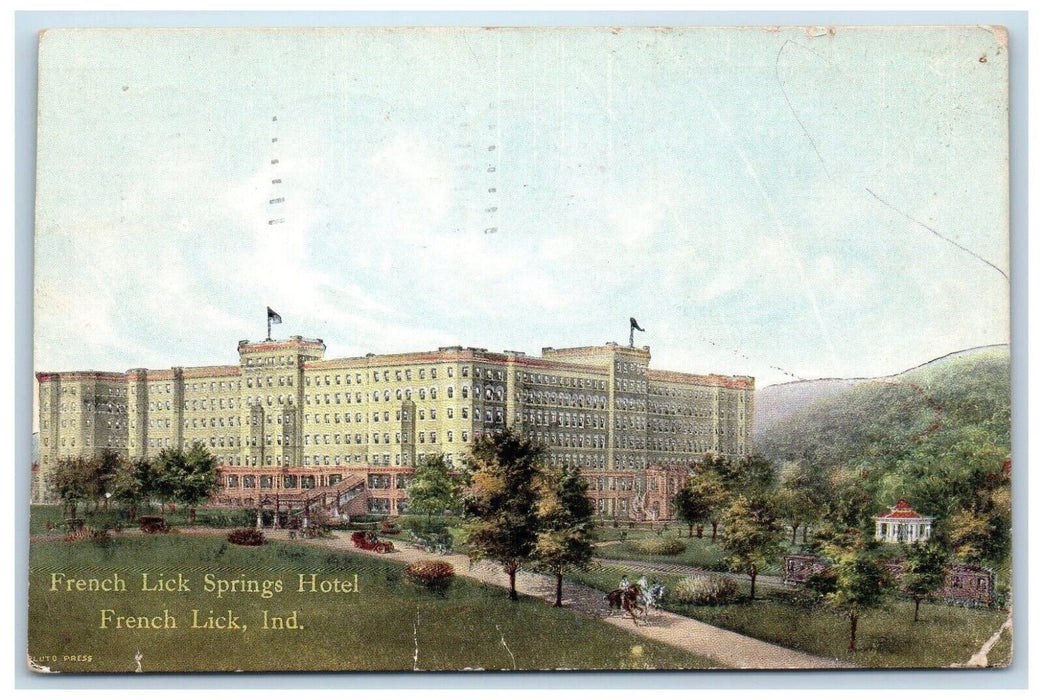1912 French Lick Springs Hotel Building Cars French Lick Indiana IN Postcard