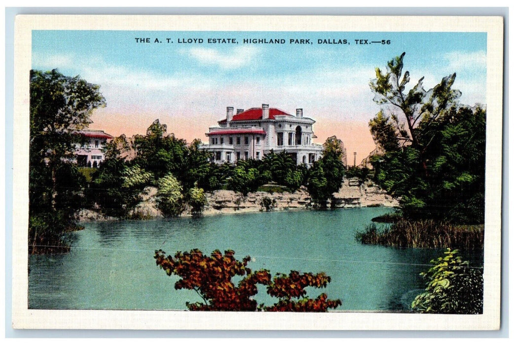 c1930's The AT Lloyd Estate Highland Park Dallas Texas TX Vintage Postcard