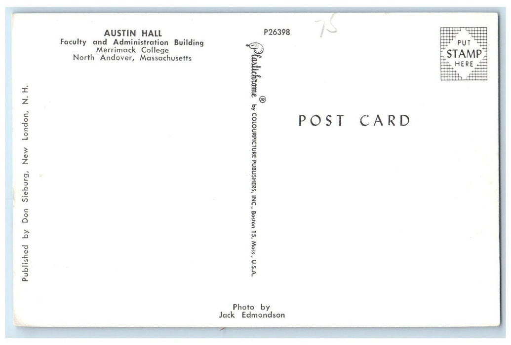 Austin Hill Faculty And Administration Building Merrimack College Postcard