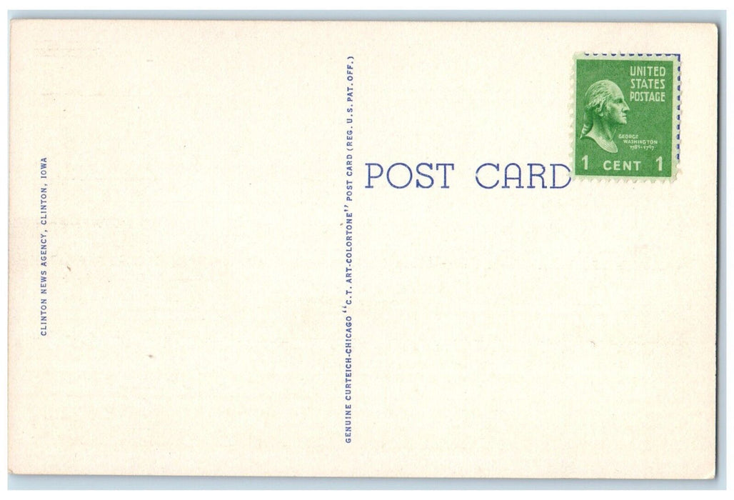 c1940 Fifth Avenue South Classic Cars Clinton Iowa IA Vintage Antique Postcard
