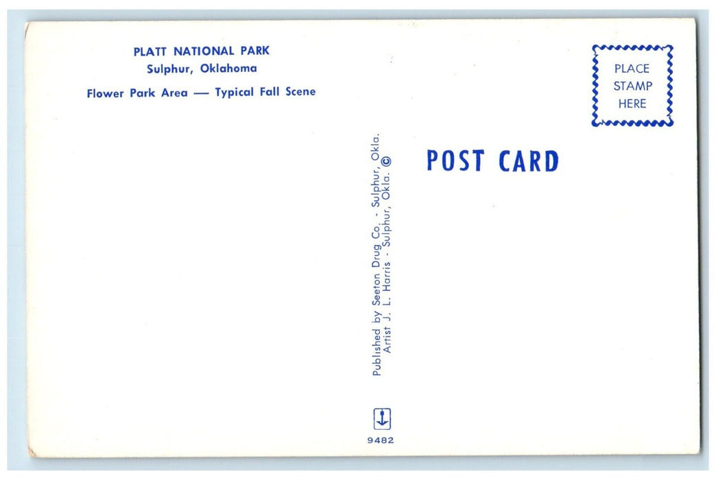 c1960's Platt National Park Sulphur Oklahoma OK, Flower Park Area Postcard