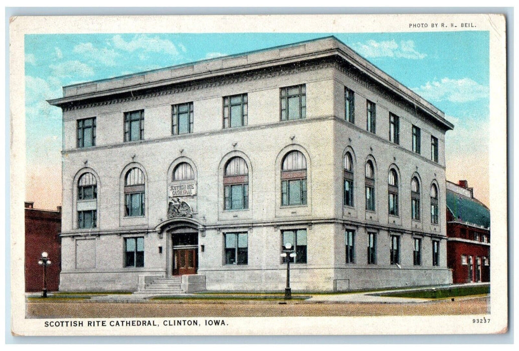 c1920 Scottish Rite Cathedral Building Clinton Iowa IA Vintage Antique Postcard