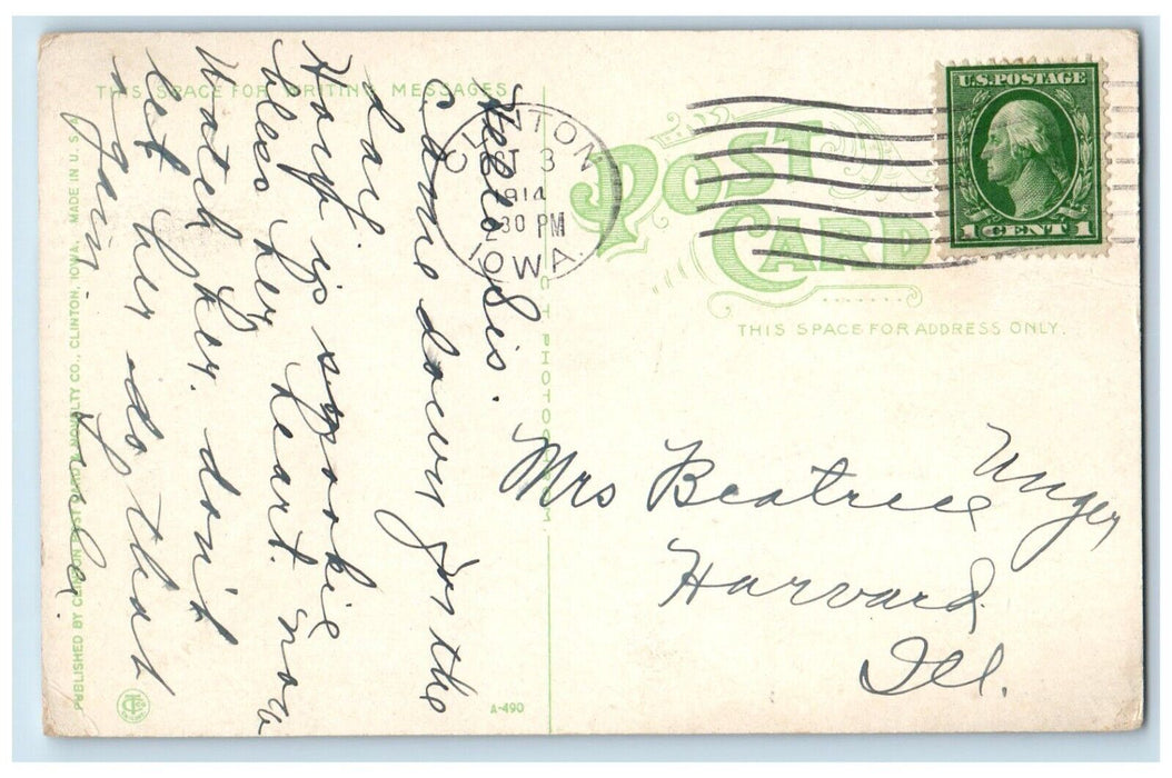 1914 Sixth Avenue Looking West Third Street Clinton Iowa Posted Antique Postcard