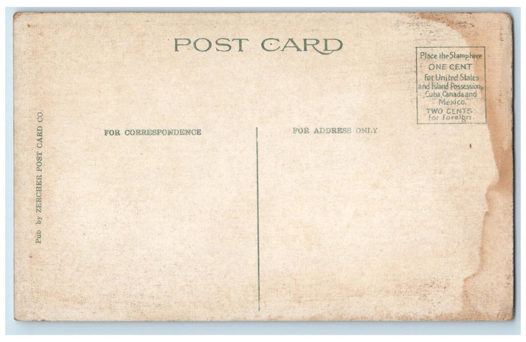 c1910 State House Van Buren Night Moon Exterior Building Topeka Kansas Postcard
