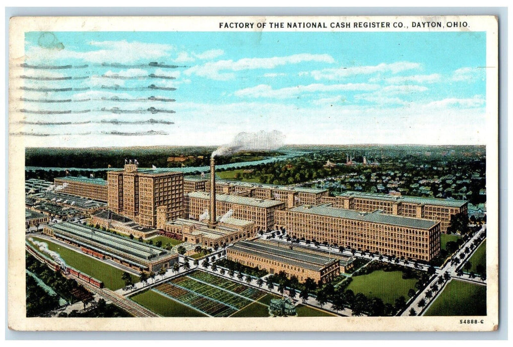 1929 Factory National Cash Register Co. Exterior Building Dayton Ohio Postcard